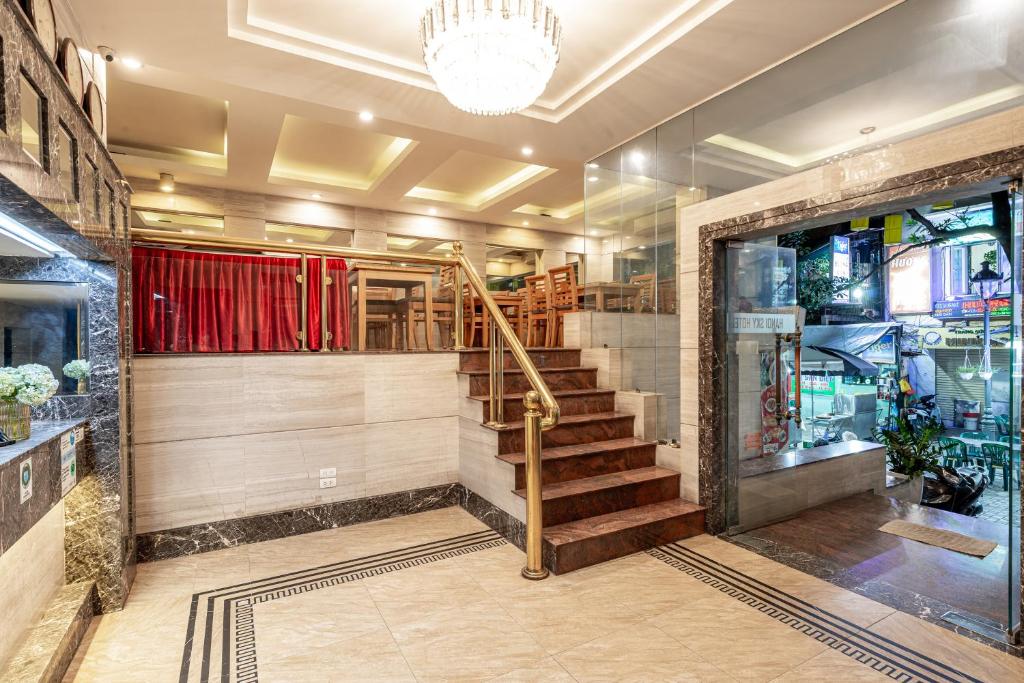 The cozy entrance of Hanoi Sky Hotel.